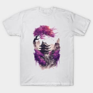 Japanese Scenery In Watercolor T-Shirt